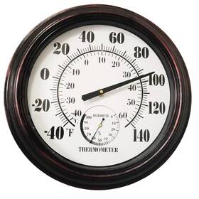 Brown-12 Rtwaw Indoor Outdoor Thermometer Large 12 Inch Wall Thermometer-hygrometer Waterpro