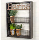 550037 Rustic Brown Metal Handy Herbs Wall Mount Storage Wire Basket Shelf Home Decor