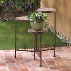 Rusticplantstand40177 Rustic Planter Plant Stand Wood Outdoor Iron Patio Garden Flower Pot Holder Yard 714038240177