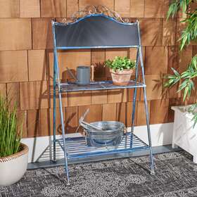 Pat5029c Safavieh Outdoor Collection Natum Plant Stand Antique Blue