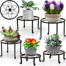 Santentre 797447565321 5 Pack Metal Plant Stands Outdoor Indoor Heavy Duty Planter For