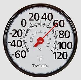 6700 Season Good Shop 720441571029 #6700 Taylor Large 13.5 Easy To Read In/outdoor Black Dial Thermometer F/c