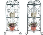 27128 Set Corner Plant Faux Antiqued Decor Display Verdigris 2 Item Stand