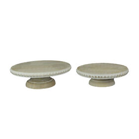 Pdne862 Set Of 2 White Washed Rectangular Wooden Risers Decorative Display Tray Decor