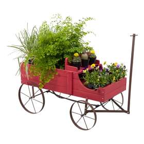 Shine Company 725786102617 Fleur Decorative Wagon Garden Planter Dark Red Large
