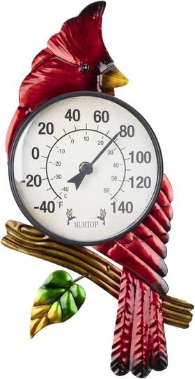 Shnoon 744110079968 Mumtop Indoor Outdoor Thermometer Cardinal Large Number Wall Mounted