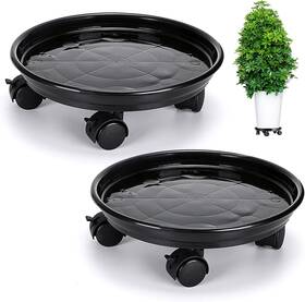Skelang 705353480553 2 Packs 11.8 Inch Plant Pallet Caddy Stand With Lock Wheels Round Flo