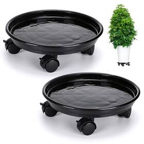 Skelang 736140237050 2 Packs 11.8 Plant Pallet Caddy Stand With Lock Wheels Round Flow