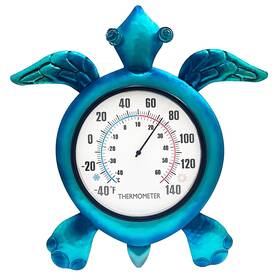 Wd006 Sotaling Turtle Outdoor Thermometer - Wall Mount Blue Design Deco