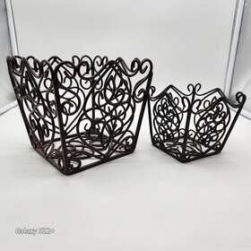 40400 Southern Living Wrought Iron Plant Holders Set Of 2 Scroll Metal Baskets #40400