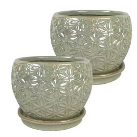 Southern Patio 684143047100 Elora Planter 2-pack - 8 Inch Diameter Cultured Pearl