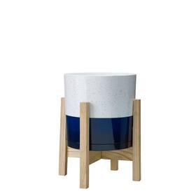 Southern Patio 684143089469 Henrietta Indoor Planter With Wood Stand White/blue