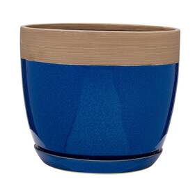 Southern Patio 684143089544 Ana Ceramic Indoor Pot Planter - 12 Inch Diameter Navy Blue Diame