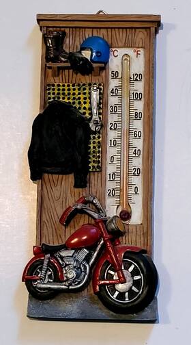 6827 Spoontiques Rare Motorcycle 3d Thermometer Vintage - Nos