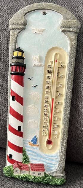 Spoontiques 758606095677 Lighthouse Thermometer Decorative Wall Plaque Indoor Outdoor New Open Box 8 Inch X 3