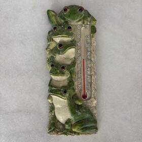 Spoontiques 758606125428 Hand-painted Thermometer Indoor/outdoor Frog Toad 7.5 Inch Resin
