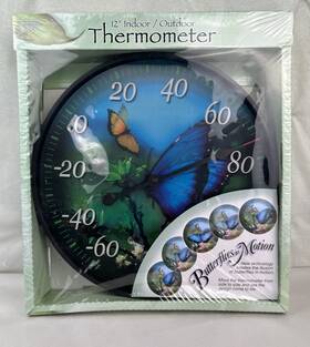 Springfield 071589038135 Green Indoor Outdoor Thermometer Hologram Butterflies In Motion