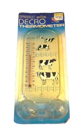 Springfield 071589833150 Vintage Indoor Outdoor Thermometer Cows Farm Country New Old Stock