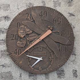 Hd-1688 Springfield Outdoor Metal Thermometer Clock Dragonfly Antique Bronze Quartz