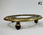 Stand Wheels Caster Plant Ornate 3 Plate Brass Dolly 11 " Vtg