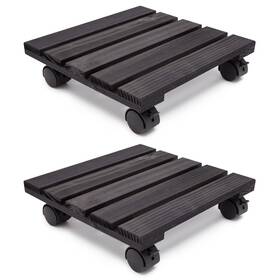 Stockroom Plus 194425200814 2-pack Plant Dolly With Wheels For Outdoor Patios 12x12x3-inch Square Wooden
