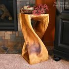Strata Furniture Log End Table Wood Block Plant Stand Stool Rustic Twist Decor Cabin 710165907150