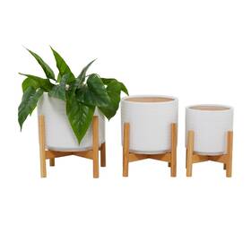Studio 350 196094017465 The Novogratz White Ceramic Indoor Planter With Removable S/3 12 Inch 11 9