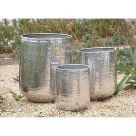 Studio 350 758647221356 Aluminum Hammered Metal Glam Planter In Copper Or Silver
