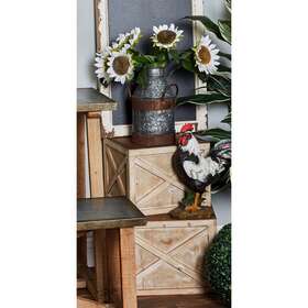 Studio 350 758647779390 Fir Farmhouse Planter Set Of 3 - S/3 10 Inch 11 12 H Light Brown