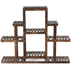 13-partitions Sugift Zmwv003 Plant Display Rack 6-tier Natural Fir Wood Multi-functional