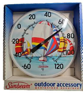 7905-40 Sunbeam Vintage Inch Spinnaker Outdoor 12 Thermometer Made In The Usa New Box
