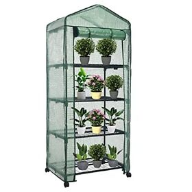 Sungift Mini Greenhouse For Indoor Outdoor With Casters 4-tier Gardening Plant