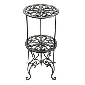 Sungmor 941247999945 Heavy Duty Cast Iron Potted Plant Stand 26-inch 2 Tiers Metal Planter Rack De
