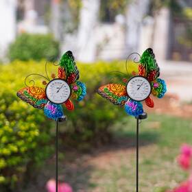 Sunnygarden 313109470477 Butterfly Outdoor Thermometer 2 Pack 40.5 Inch Waterproof Patio With