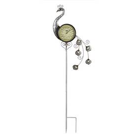 35177061 Swim Central 41.75 Inch Iron Peacock Garden Stake Thermometer
