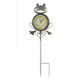 35177062 Swim Central 41.75 Inch Iron Frog Garden Stake Thermometer