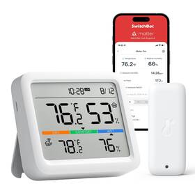 Switchbot 810150542646 Indoor Outdoor Thermometer Wireless 3.6-inch Lcd Temperature And Humidity Mo