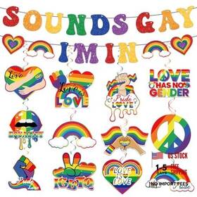 Sztzpw 26032003 Pride Decorations Banner Hanging Swirls Sounds Gay I M In Glitter Love