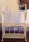Table Folding Iron Top Cast Shelf White Victorian Metal Vintage Standing