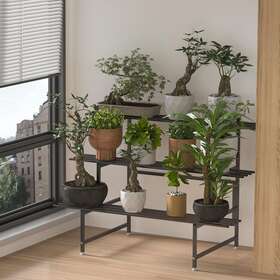 Ts202310261 Taishi 3 Tier Plant Stand Metal Black Large Flower Display Rack Shelf Garden Usa