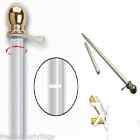 Tangle 6ft. Bracket 2-way Spinning Free Piece Flagpole- Aluminum White -