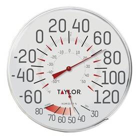 Taylor 077784004975 Metal Wall Indoor Outdoor Thermometer And Hygrometer Easy To Read Num