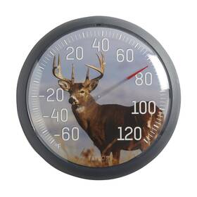 Taylor 077784032787 White Tail Deer Large Indoor Outdoor Dial Thermometer Wireless W