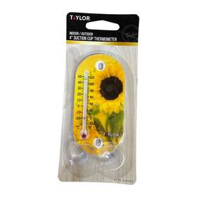 Taylor 077784034132 4 Inch Sunflower Suction Cup Thermometer Indoor Outdoor Weatherproof New