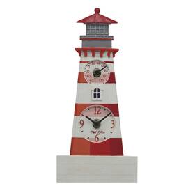 Taylor 077784034880 Precision Products 12 Inch Poly Resin Lighthouse Clock With Thermometer Multicol