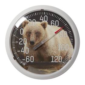 Taylor 077784044926 Nature Series Bear Indoor Outdoor Dial Thermometer Easy To Read Wall Decor F