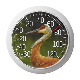Taylor 077784044933 Nature Series Sandhill Crane Indoor Outdoor Dial Thermometer Easy To R