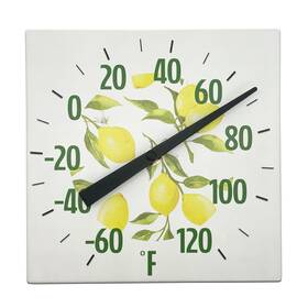 Taylor 077784048009 Ceramic Lemon Pattern Tabletop And Hanging Decorative Thermometer Wall Home