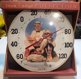 Taylor 077784495902 Large Metal Norman Rockwell Outdoor Thermometer 12 Inch New