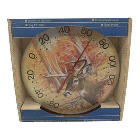 49553 Taylor Vintage Original Jumbo Dial Indoor Outdoor 12 Inch Deer Buck Thermometer